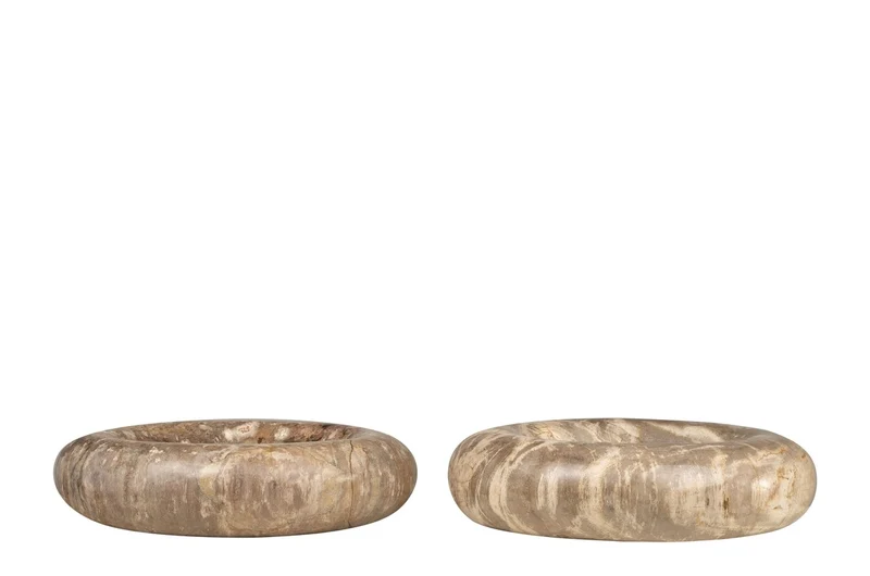 Casa Padrino Luxus Schale Ø 30 x H. 8 cm - Flache runde Schale aus versteinertem Holz - Luxus Deko Accessoires
