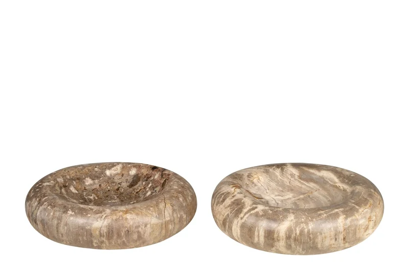 Casa Padrino Luxus Schale Ø 30 x H. 8 cm - Flache runde Schale aus versteinertem Holz - Luxus Deko Accessoires