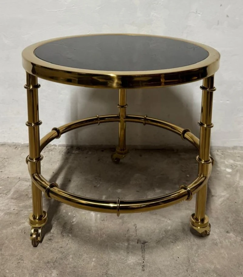 Casa Padrino Luxus Beistelltisch modern Design Gold / Schwarz Glas Ø 40 cm H. 40 cm