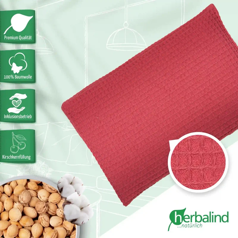 Kirschkernkissen 20x30cm, Waffel-Pique Dark Rosa
