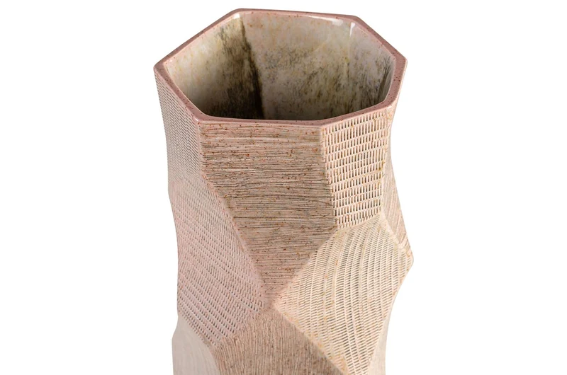 Casa Padrino Luxus Vase Ø 14 x H. 55 cm - Hohe schlanke Vase Abstract aus Steingut mit Dekor in Pastelltönen - Luxus Deko Accessoires