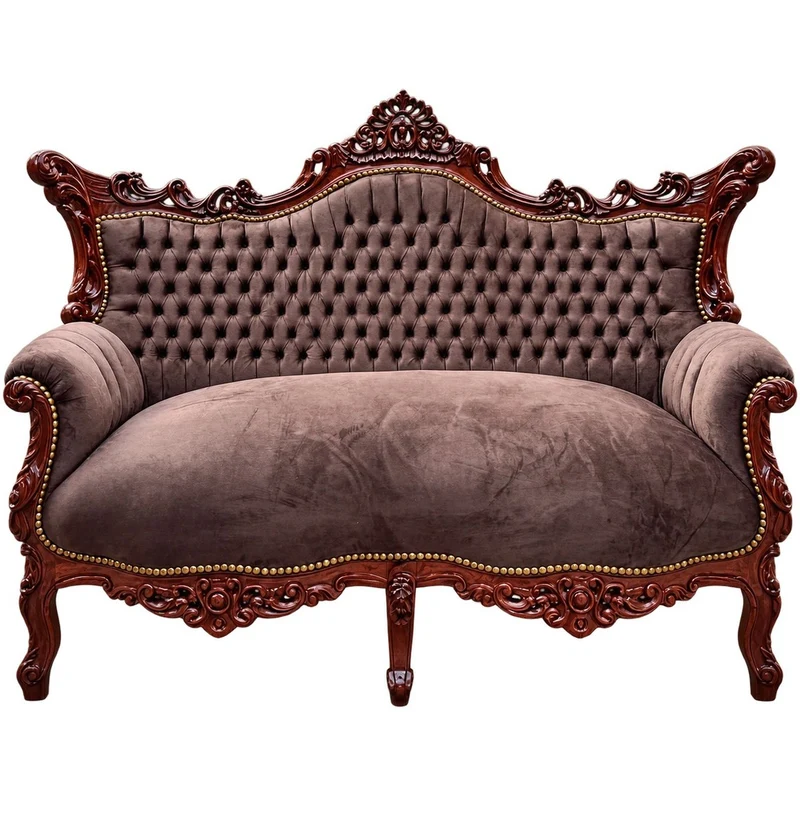 Casa Padrino Barock 2-er Sofa Master im Antik Stil, Massivholz in Braun / Braun, 168 x 128 x 70 cm