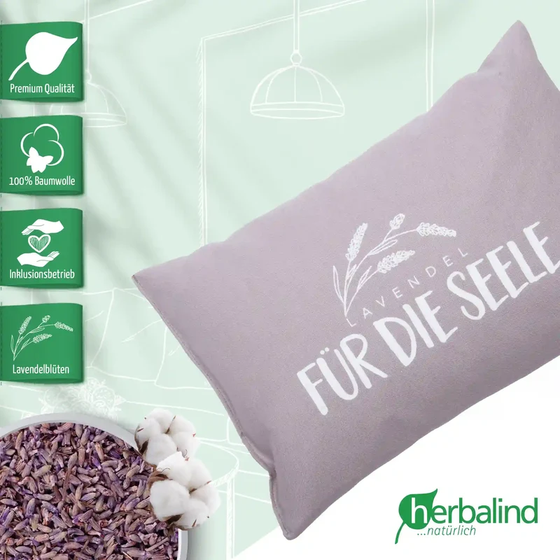 Lavendelkissen 20x30cm, "Lavendel - Für die Seele", Lilac