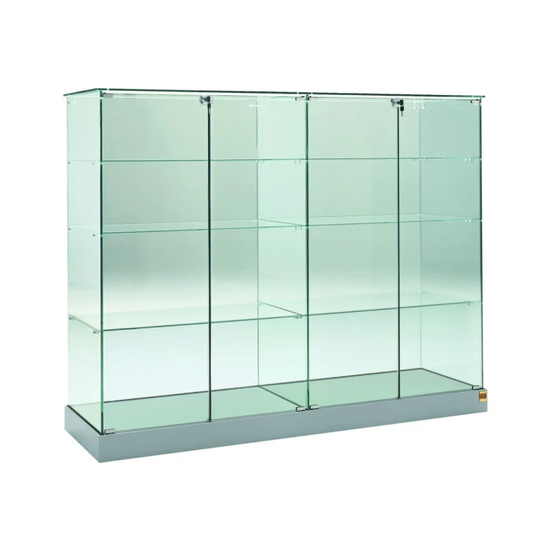 Casa Padrino Luxus Ladenvitrine 182 x 46 cm H. 140 cm mit Glasplatte mit 3 Glasböden - Ladeneinrichtung - Boutique Möbel - Made in Italy