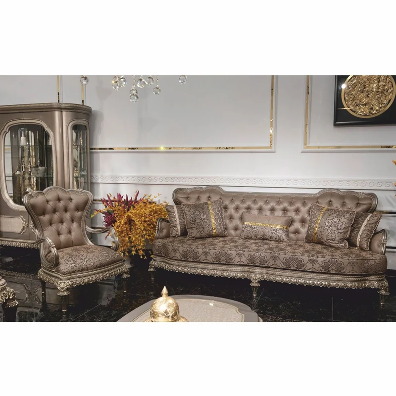Casa Padrino Luxus Barock Sofa Grau / Silber 280 cm - Prunkvolles Barockstil Sofa - Barock Hotel & Wohnzimmer Möbel