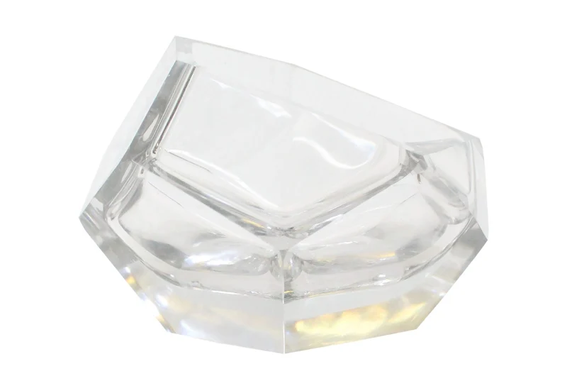 Casa Padrino Luxus Schale Ø 14,5 x H. 11,5 cm - Deko Schale aus massivem Klarglas mit facettiertem Diamant-Schliff - Luxus Deko Accessoires