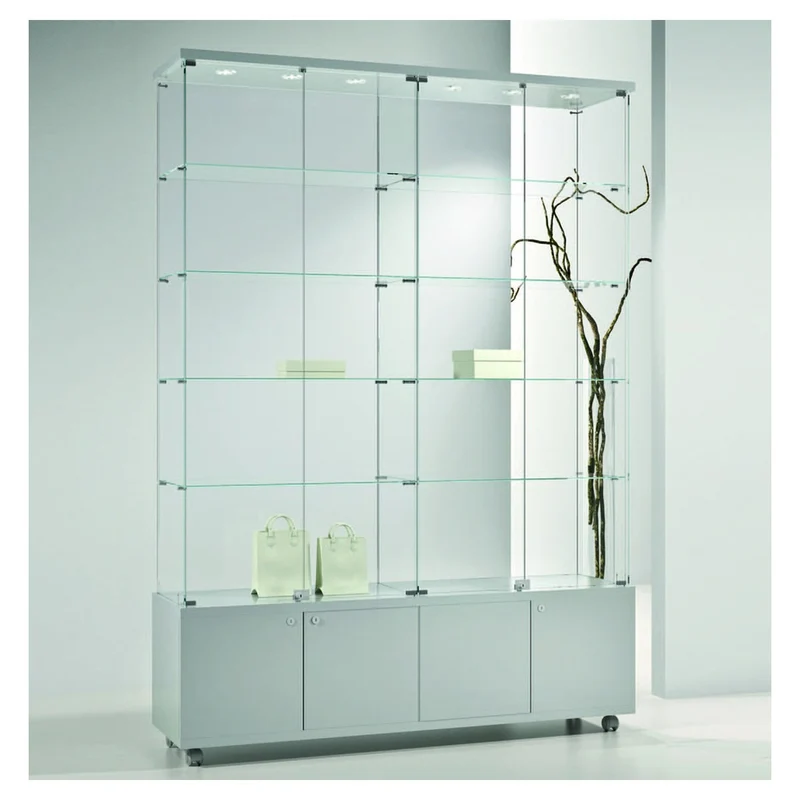 Casa Padrino Luxus Ladenvitrine 157 x 40 cm H. 220 cm mit 6 LED-Spots - Ladeneinrichtung - Boutique Möbel - Made in Italy