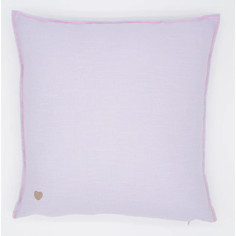 Leinen Kissenbezug 40x40cm, Light Lilac / Neonpink