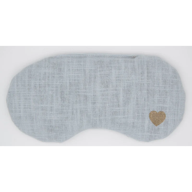 Leinen Augenkissen mit Rapssamen, Herzchen, Baby Blue
