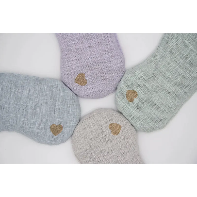 Leinen Augenkissen mit Rapssamen, Herzchen, Baby Blue