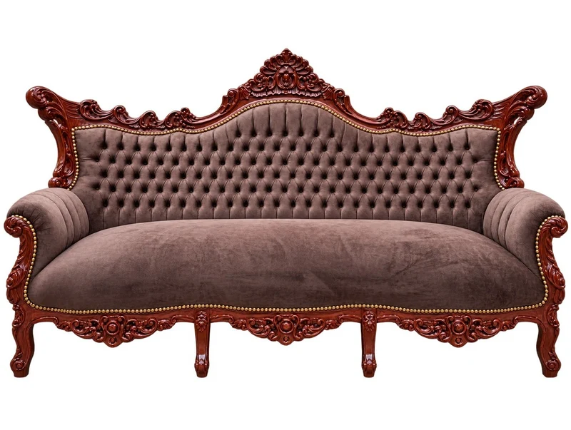 Casa Padrino Barock 3-er Sofa Master im Antik Stil, Massivholz in Braun / Braun, 184 x 125 x 81 cm