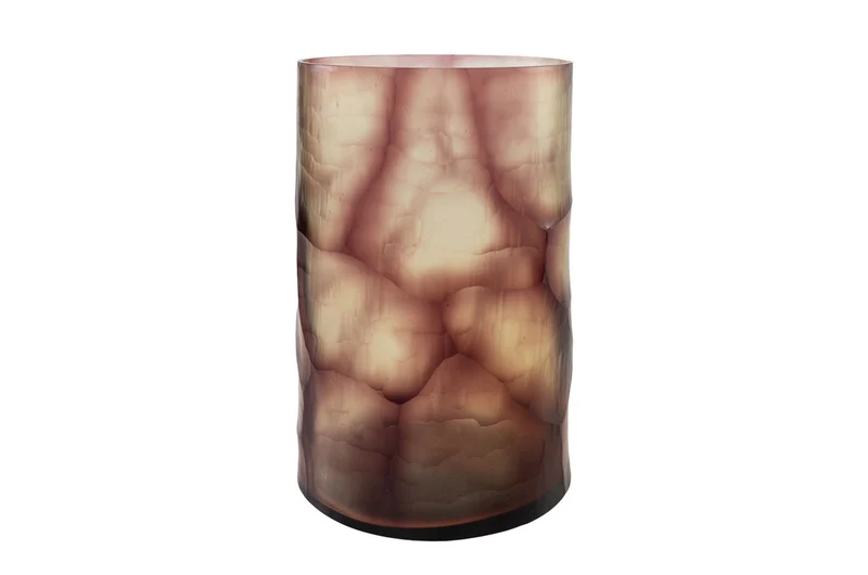 Casa Padrino Luxus Kerzenhalter Lila Ø 17,5 x H. 27,5 cm - Großes Windlicht aus massivem Farbglas in Lila und Klar, auch als Vase verwendbar - Luxus Deko Accessoires