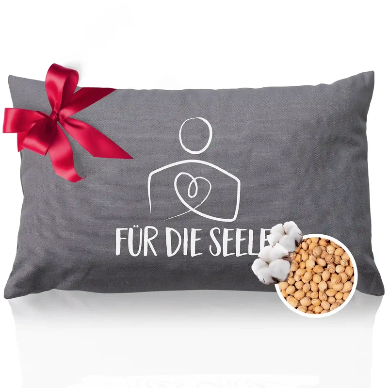Kirschkernkissen "Für die Seele" anthrazit, 20x30cm