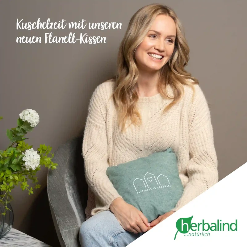Zirbenkissen 30x30cm, "happiness is homemade", Flanell Fichte