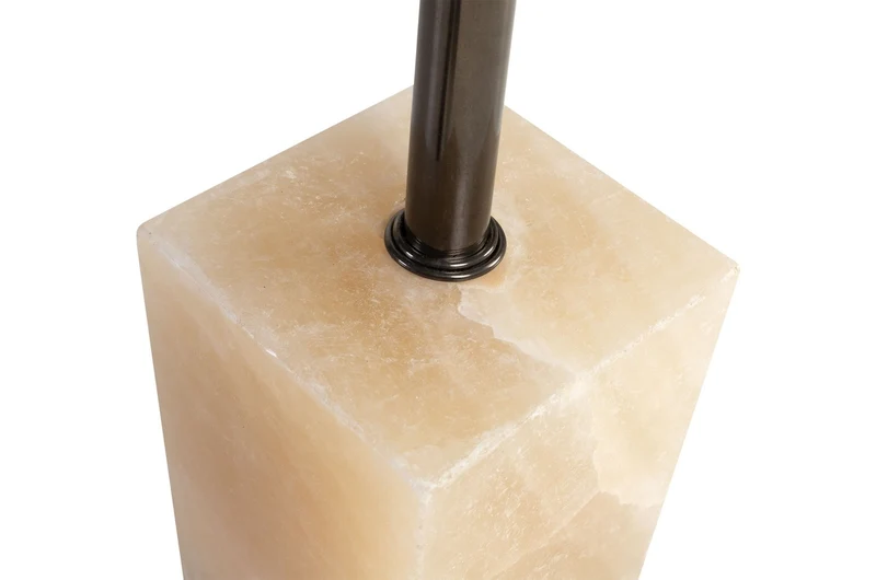 Casa Padrino Luxus Beistelltisch Ø 21 x H. 64 cm - Runder Onyx Tisch mit Edelstahl Fuß - Luxus Möbel