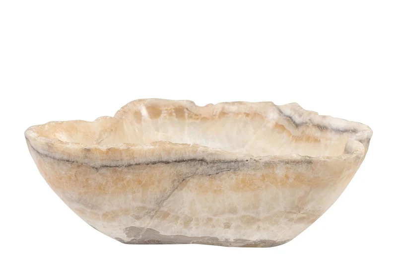 Casa Padrino Luxus Schale 38 x 47 x H. 13,5 cm - Große Deko Schale aus hochwertigem Onyx - Luxus Deko Accessoires