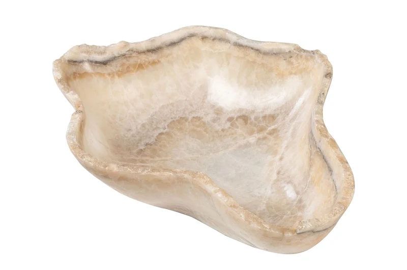 Casa Padrino Luxus Schale 38 x 47 x H. 13,5 cm - Große Deko Schale aus hochwertigem Onyx - Luxus Deko Accessoires