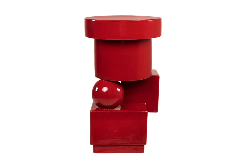 Casa Padrino Luxus Pflanzgefäß Weinrot 30,5 x 30 x H. 50 cm - Steingut Pflanzgefäß und Beistelltisch im Burgundy Finish - Luxus Deko Accessoires