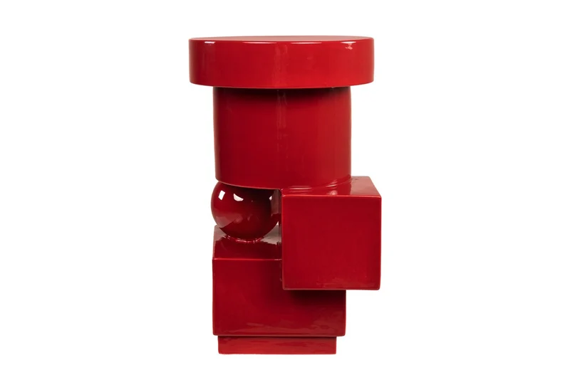 Casa Padrino Luxus Pflanzgefäß Weinrot 30,5 x 30 x H. 50 cm - Steingut Pflanzgefäß und Beistelltisch im Burgundy Finish - Luxus Deko Accessoires