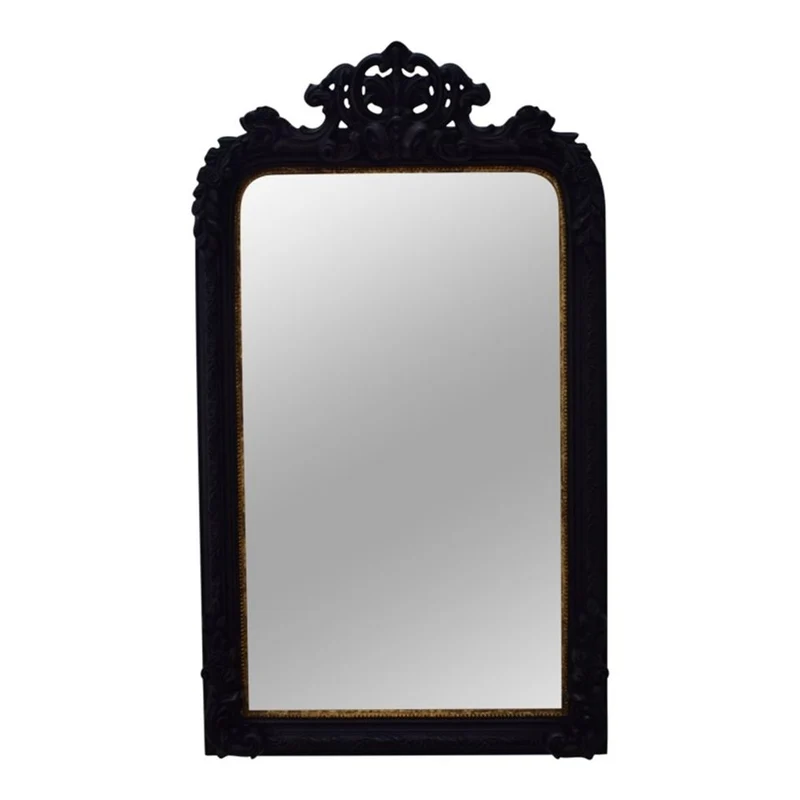 Casa Padrino Barock Wandspiegel Schwarz 90 x H. 158 cm - Prunkspiegel mit dekorativer Krone
