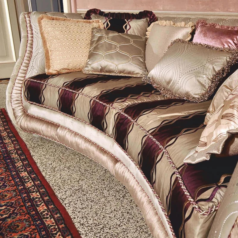 Casa Padrino Luxus Barock 2er Sofa Creme / Gold / Bordeauxrot 220 cm - Barock Hotel & Wohnzimmer Möbel - Made in Italy