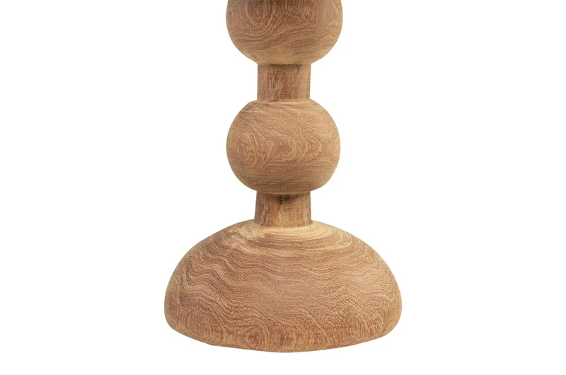 Casa Padrino Luxus Massivholz Beistelltisch / Hocker Naturfarben Ø 32,5 x H. 44,5 cm - Runder Beistelltisch aus handgedrechseltem Dimb-Holz mit gestapelten Kugelformen - Luxus Möbel