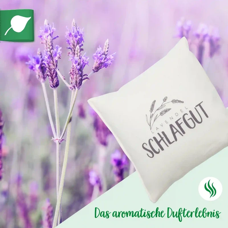 Lavendelkissen 20x20cm, "Lavendel - Schlafgut", Natur
