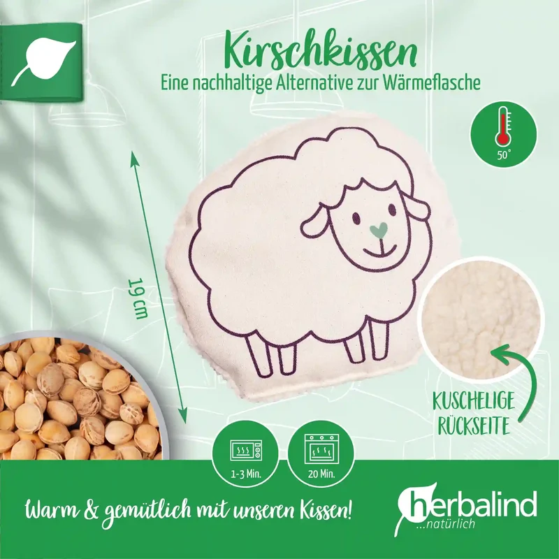 Kinder-Kirschkernkissen 18x18cm, Schäfchen