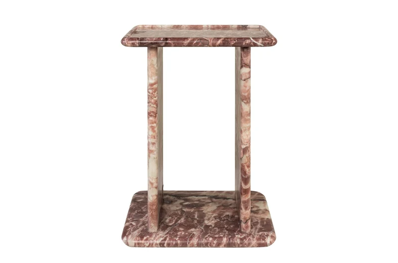 Casa Padrino Luxus Marmor Beistelltisch Rosa 30,5 x 23 x H. 41,5 cm - Schlanker Beistelltisch aus hochwertigem Rosalia Pink Marmor - Luxus Möbel