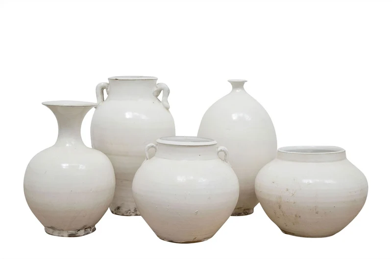 Casa Padrino Luxus Vasen 5er Set H. 13-25 cm - 5 Keramik Vasen in unterschiedlichen Formen und Größen - Luxus Deko Accessoires