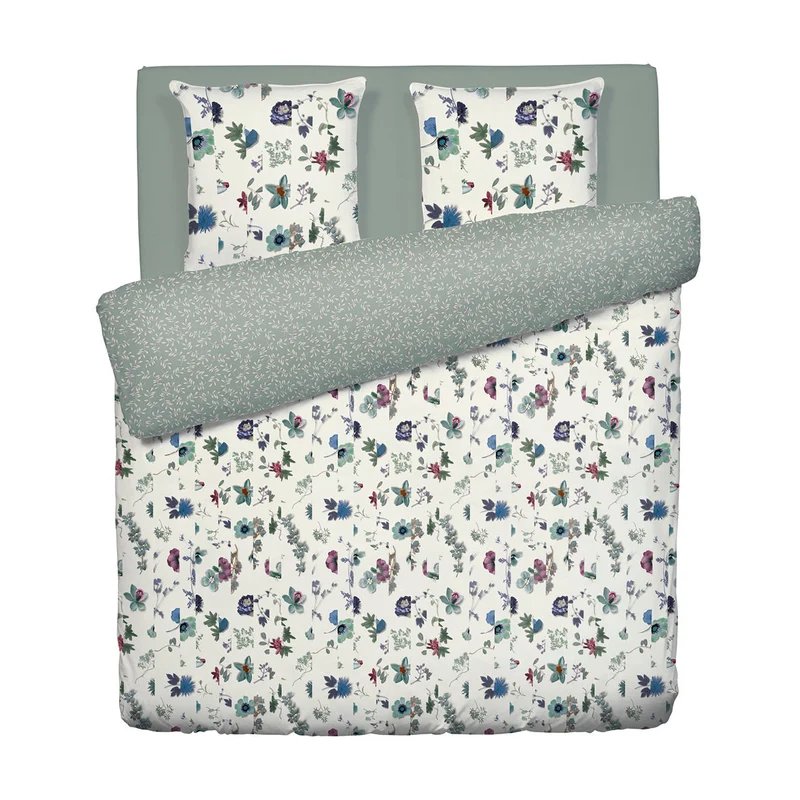 Housse de couette + taie(s) d'oreiller satin de coton - Semis Jaune