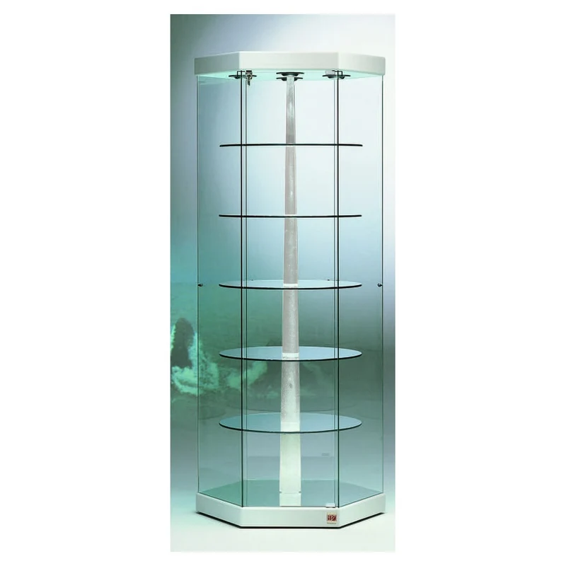 Casa Padrino Luxus Dreh-Ladenvitrine Ø 74 cm H. 200 cm mit 4 LED-Spots - Ladeneinrichtung - Boutique Möbel - Made in Italy