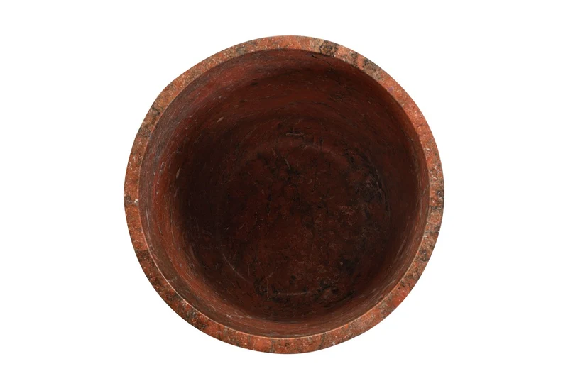 Casa Padrino Luxus Pflanzgefäß Ø 46 x H. 70 cm - Großes rundes Pflanzgefäß und Bodenvase Caliza aus hochwertigem Java Rosso Marmor - Luxus Deko Accessoires