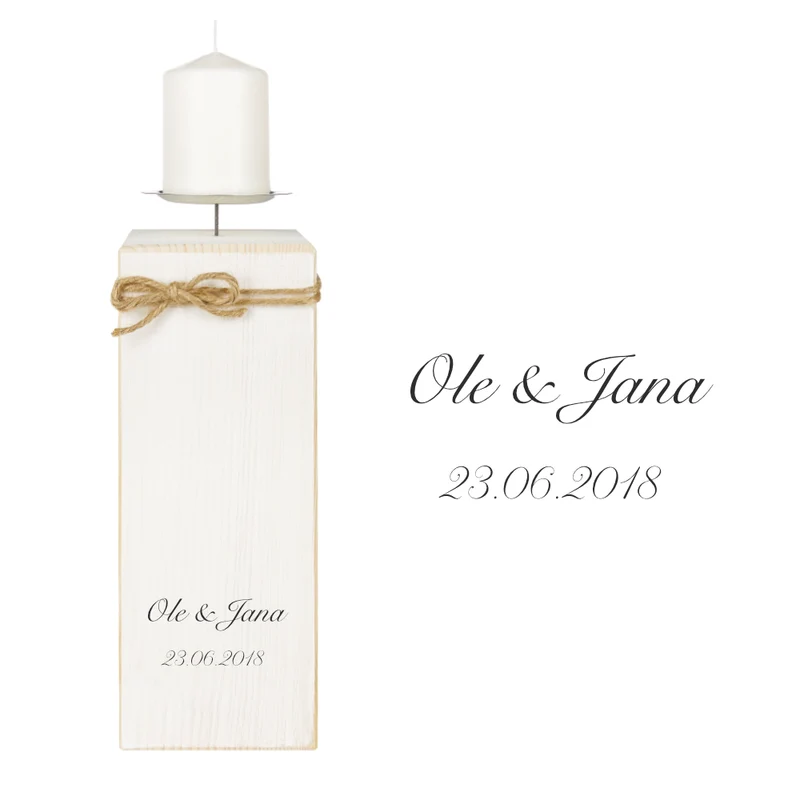 Schlichter Kerzenständer als Hochzeitsgeschenk für das Hochzeitspaar | Besonderes Geschenk zur Hochzeit aus Holz handgefertigt | Kerzenhalter mit Namen und Hochzeitsdatum gefertigt