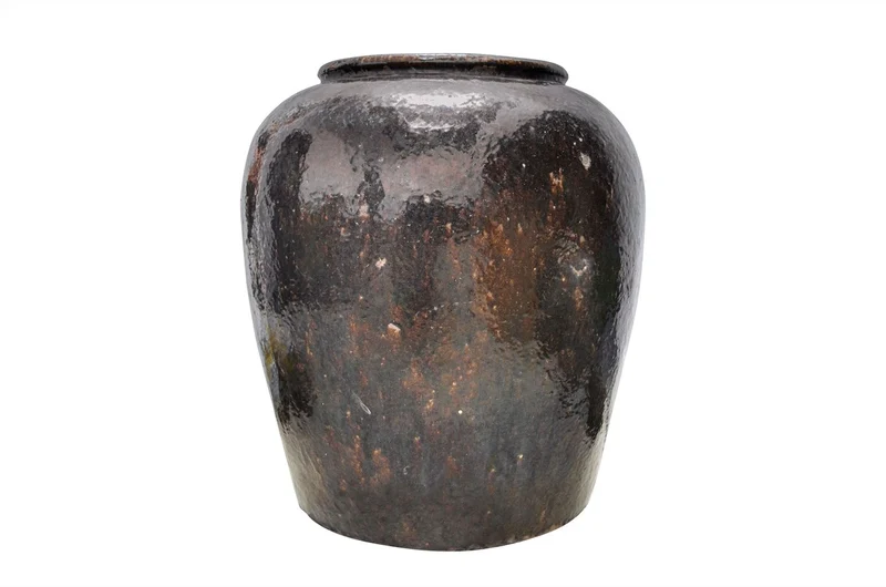 Casa Padrino Luxus Vase Schwarz Ø 65-70 x H. 75-80 cm - Riesige schwarze Bodenvase im Antik-Look - Luxus Deko Accessoires