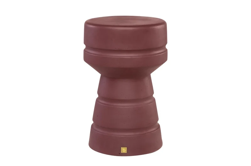 Casa Padrino Luxus Beistelltisch / Hocker Bordeauxrot Ø 30,5 x H. 48 cm - Beistelltisch aus Faserbeton in Form eines Schach-Bauern, auch als Sitzhocker nutzbar - Luxus Möbel