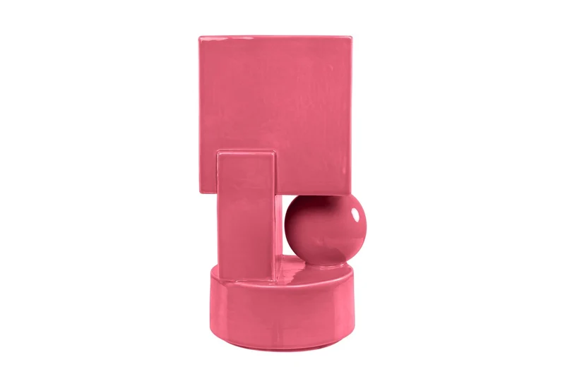 Casa Padrino Luxus Pflanzgefäß Rosa 23 x 22,5 x H. 43 cm - Hohes Steingut Pflanzgefäß und Vase im Garlic Pink Finish - Luxus Deko Accessoires