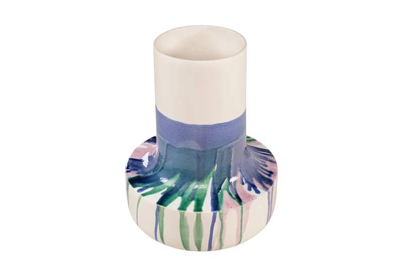 Casa Padrino Luxus Vase Ø 37,5 x H. 47,5 cm - Große Steingut Vase im frei gestalteten Freestyle Finish - Luxus Deko Accessoires