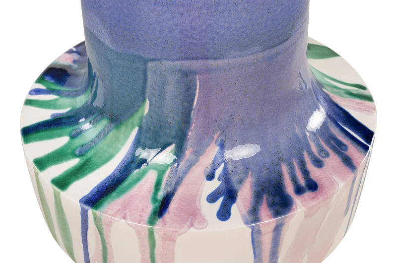 Casa Padrino Luxus Vase Ø 37,5 x H. 47,5 cm - Große Steingut Vase im frei gestalteten Freestyle Finish - Luxus Deko Accessoires