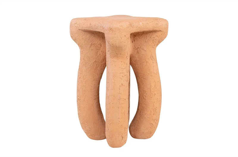 Casa Padrino Luxus Beistelltisch / Hocker Terrakotta 38 x 38 x H. 50 cm - Organisch geformter Beistelltisch aus Fiberglas, auch als Sitzhocker nutzbar - Luxus Möbel