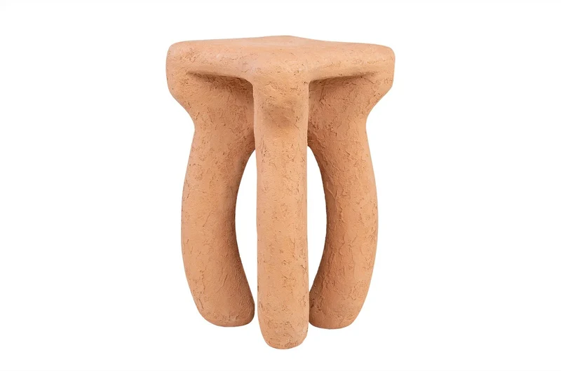 Casa Padrino Luxus Beistelltisch / Hocker Terrakotta 38 x 38 x H. 50 cm - Organisch geformter Beistelltisch aus Fiberglas, auch als Sitzhocker nutzbar - Luxus Möbel