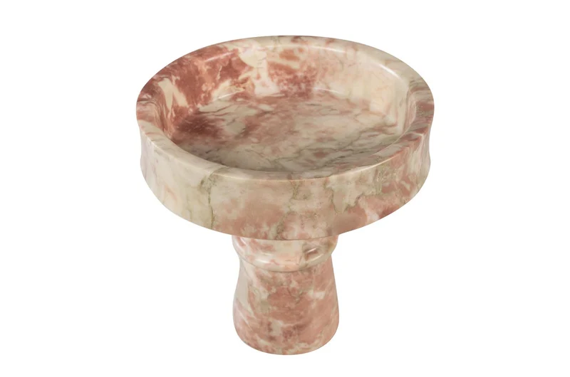 Casa Padrino Luxus Marmor Schale Rosa 20 x 20 x H. 20 cm - Kelchförmige Schale auf rundem Fuß aus hochwertigem Rosalia Pink Marmor - Luxus Deko Accessoires