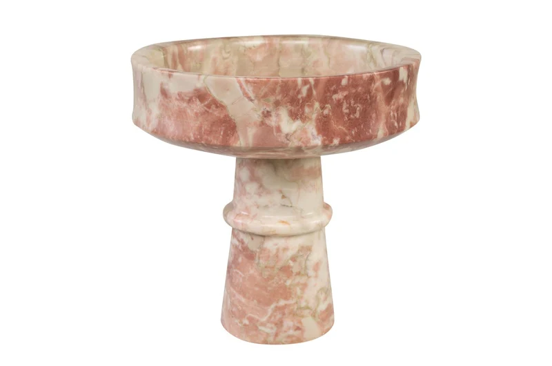 Casa Padrino Luxus Marmor Schale Rosa 20 x 20 x H. 20 cm - Kelchförmige Schale auf rundem Fuß aus hochwertigem Rosalia Pink Marmor - Luxus Deko Accessoires