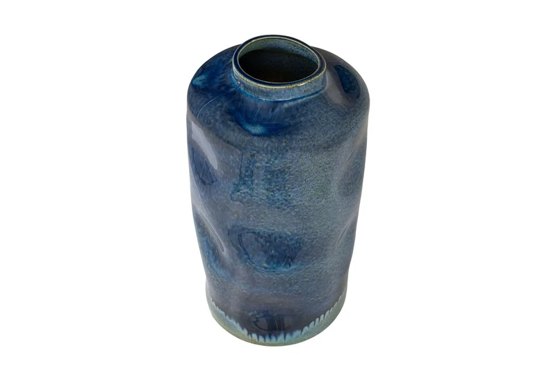Casa Padrino Luxus Vase Blau Ø 23,5 x H. 41,5 cm - Hohe runde Vase aus feinem Porzellan in kräftigem Blau - Luxus Deko Accessoires