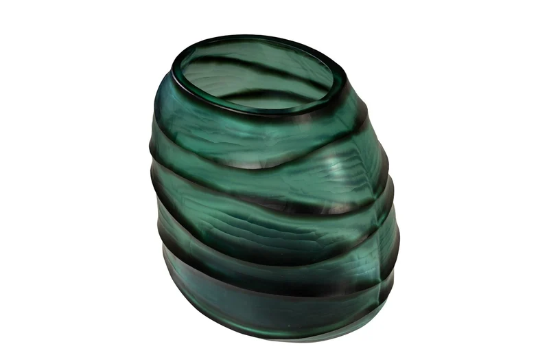 Casa Padrino Luxus Kerzenhalter Türkis / Grau 26 x 19,5 x H. 24 cm - Windlicht aus massivem Farbglas in Aqua und Grau, auch als Vase verwendbar - Luxus Deko Accessoires