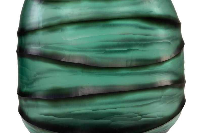 Casa Padrino Luxus Kerzenhalter Türkis / Grau 26 x 19,5 x H. 24 cm - Windlicht aus massivem Farbglas in Aqua und Grau, auch als Vase verwendbar - Luxus Deko Accessoires