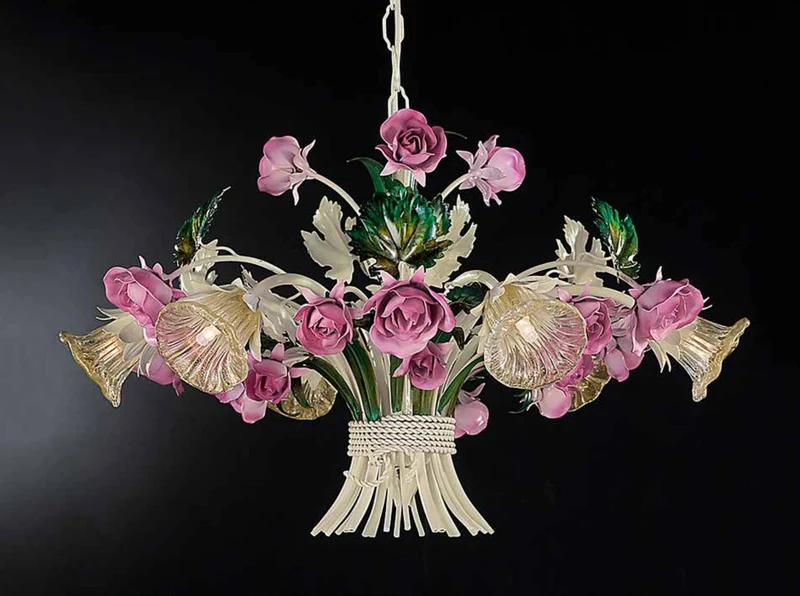 Casa Padrino Barock Kronleuchter Ø 65 x H. 45 cm 6-flammig - Handgefertigte Leuchte aus Italien - Barock Leuchten