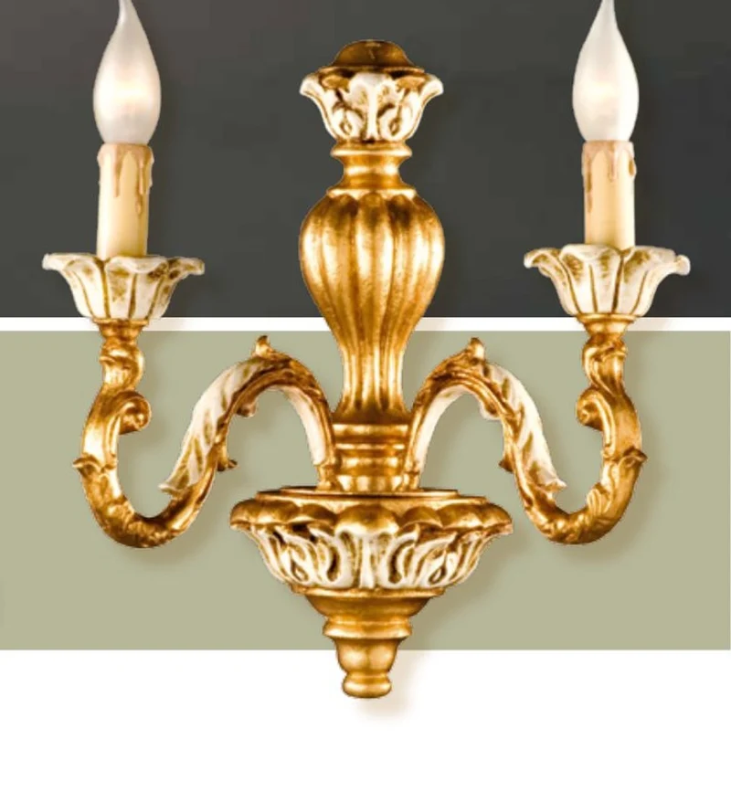 Casa Padrino Barock Wandleuchte Gold B. 35 x T. 38 cm 2-flammig - Handgefertigte Leuchte aus Italien - Barock Leuchten