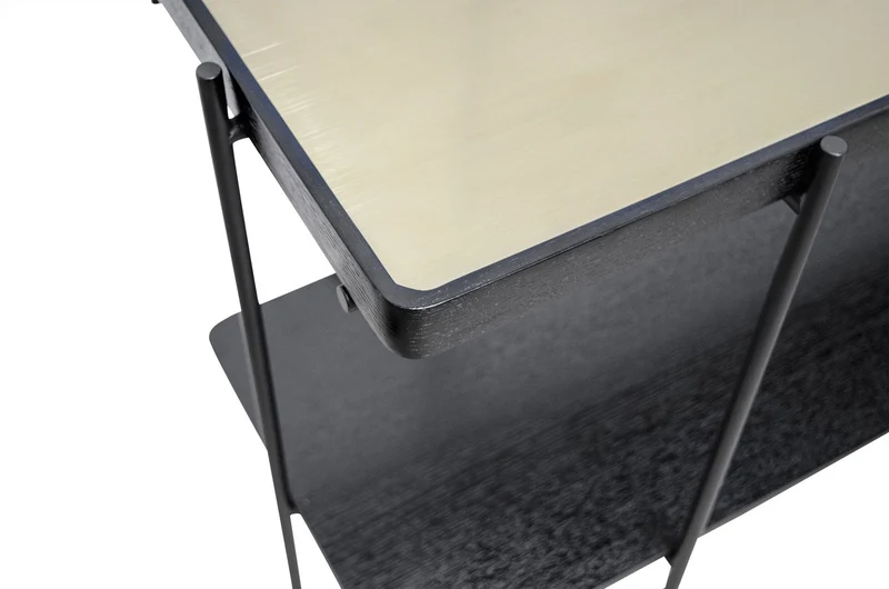 Casa Padrino Luxus Konsole Gold / Schwarz 180 x 40 x H. 90 cm - Langer Konsolentisch mit gebürstetem Edelstahlgestell und schwarzen Eichenfurnier Flächen - Luxus Möbel