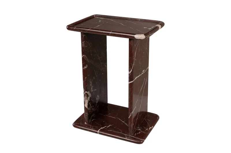 Casa Padrino Luxus Marmor Beistelltisch Weinrot 30,5 x 23 x H. 41,5 cm - Schlanker Beistelltisch aus hochwertigem Rosso Levanto Marmor - Luxus Möbel